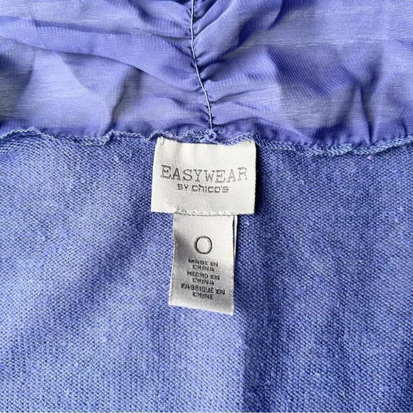 Chico’s Purple Chiffon Collar Open Front Cardigan - Picture 8 of 12